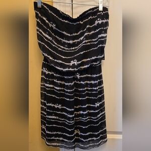 Express Womens Black and White Strapless Sheath Dress Elastic At The Waist